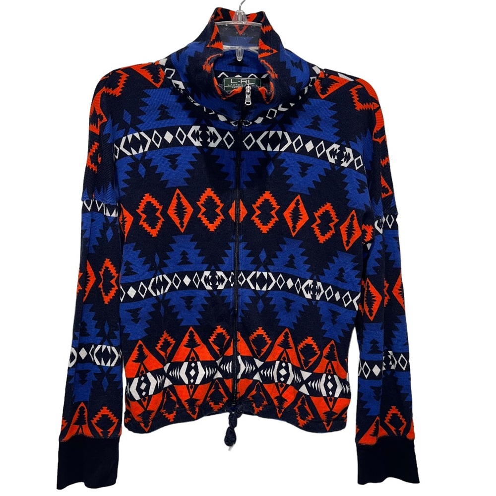 Lauren Ralph Lauren Active Southwest Printed Zip Front Multicolor Sweater